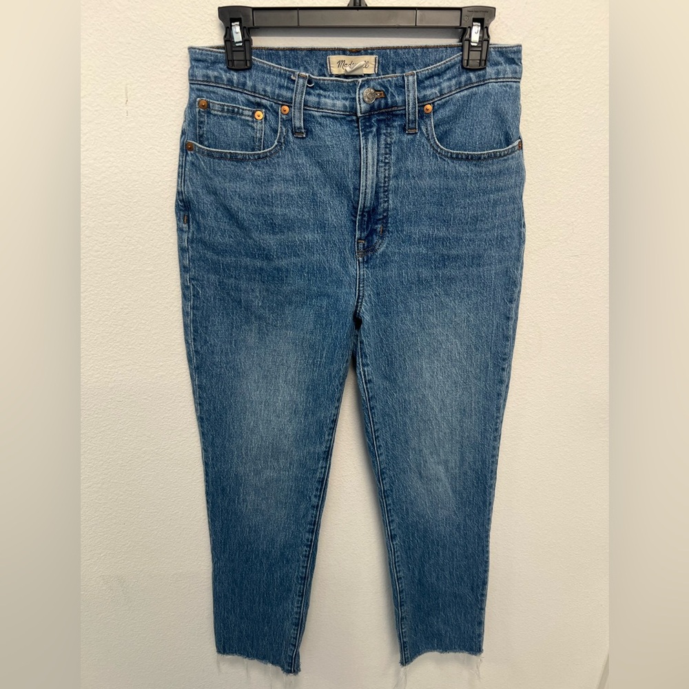 Madewell Perfect Vintage - High Rise Jeans - Raw Hem - Cropped Denim Size 28